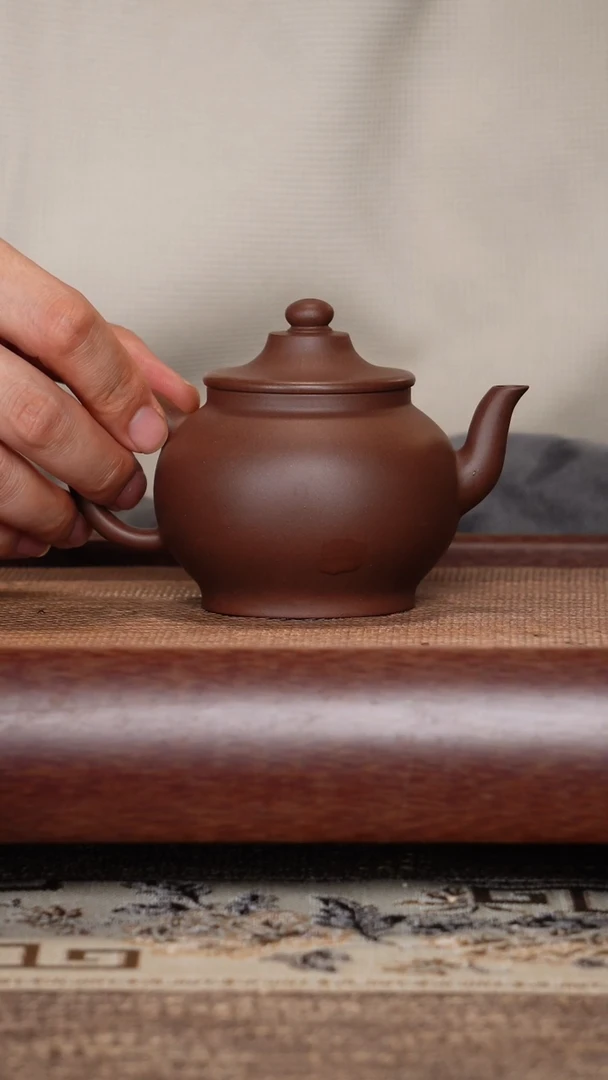 茶壶紫砂微瑕笠帽老紫泥半手工