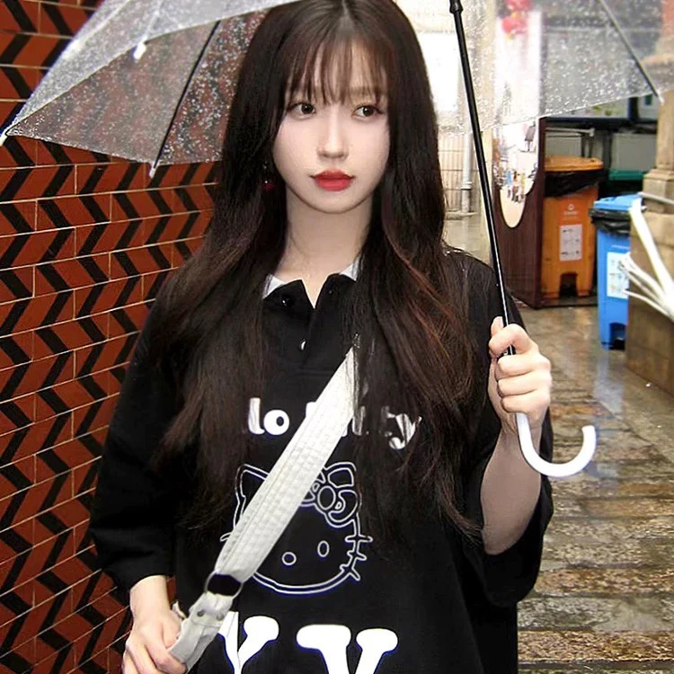 虞书欣同款2025新款趣味凯蒂猫印花短袖t恤女夏宽松休闲别致上衣