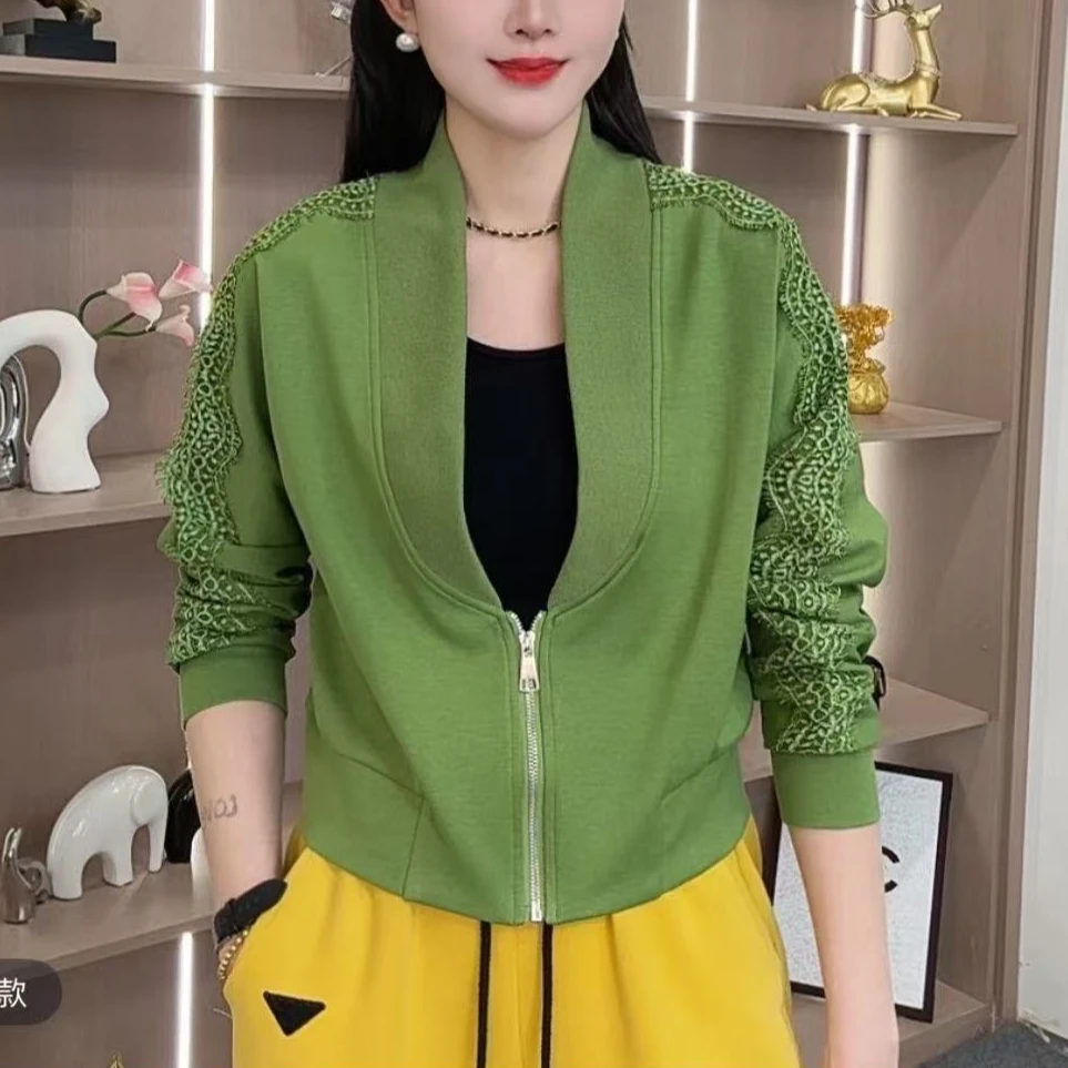 休闲短款外套女士2025春季V领宽开衫卫衣时尚百搭小个子女装上衣