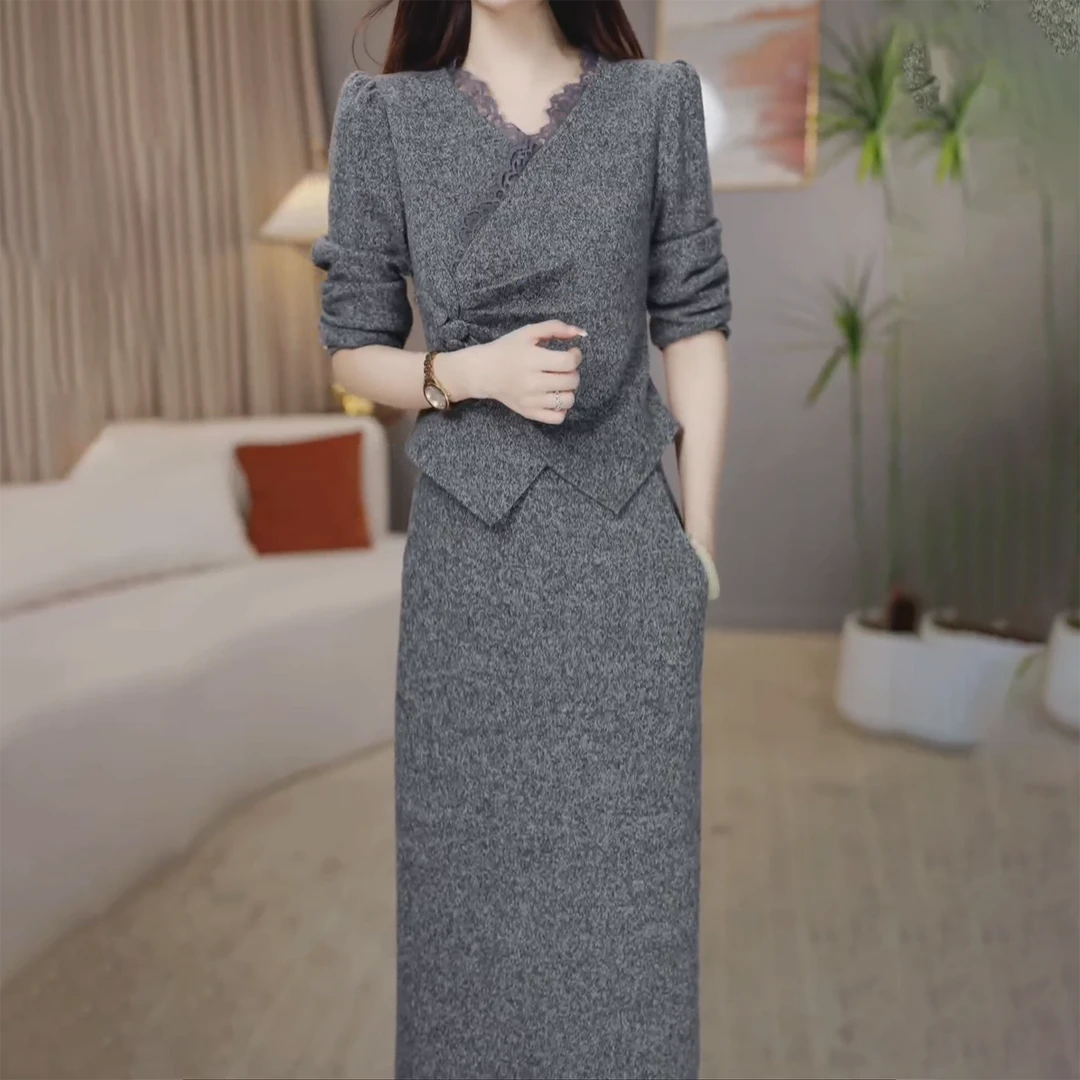 高档软精纺优雅气质两件套装礼服裙2025秋季新款显瘦年轻连衣裙