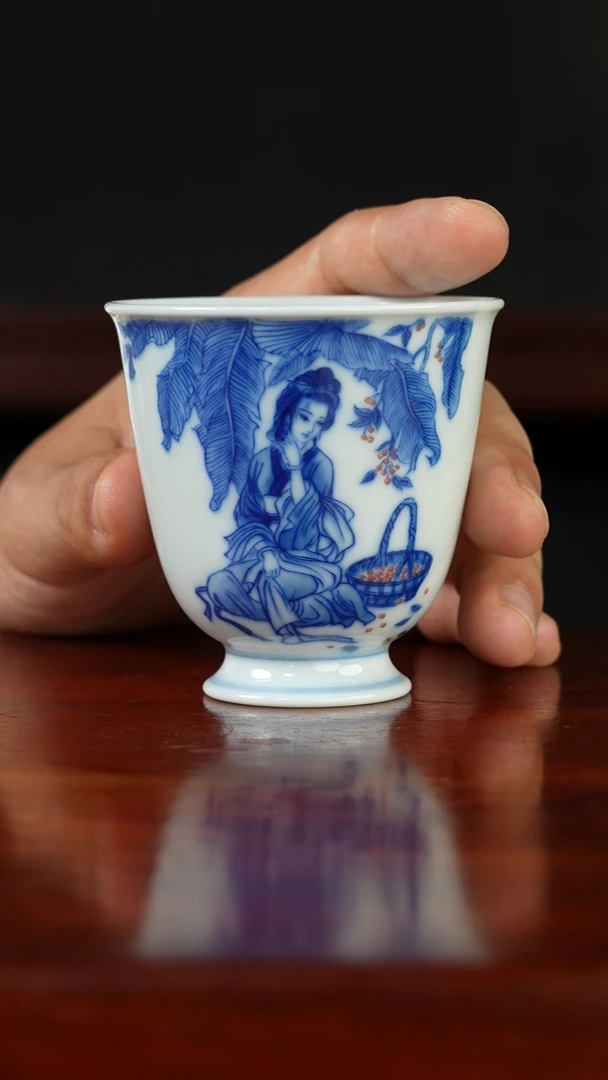 祖传窑真柴窑传承400年西施采樱高足杯