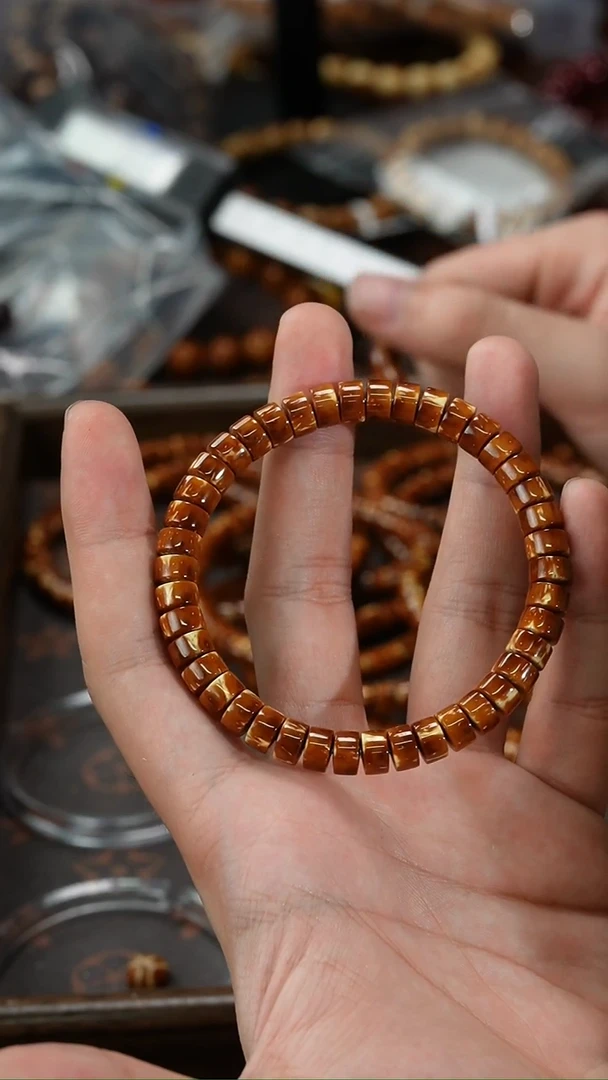 紫金鼠手串火焰色熊猫实心厚切药片卡8x5尺寸