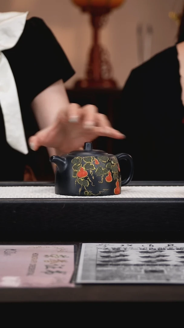 茶壶紫砂SJK82井栏九龄君子兰250CC