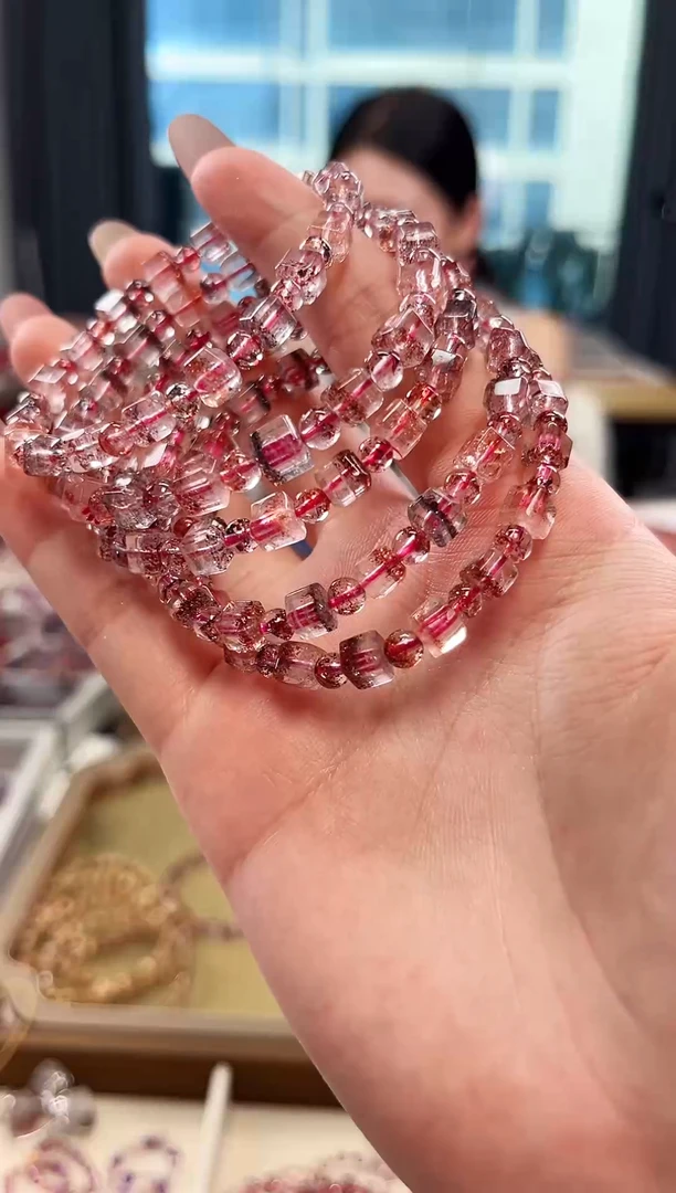 未镶嵌手串水晶金草莓超七方糖单圈手串6mm【多样式发货】