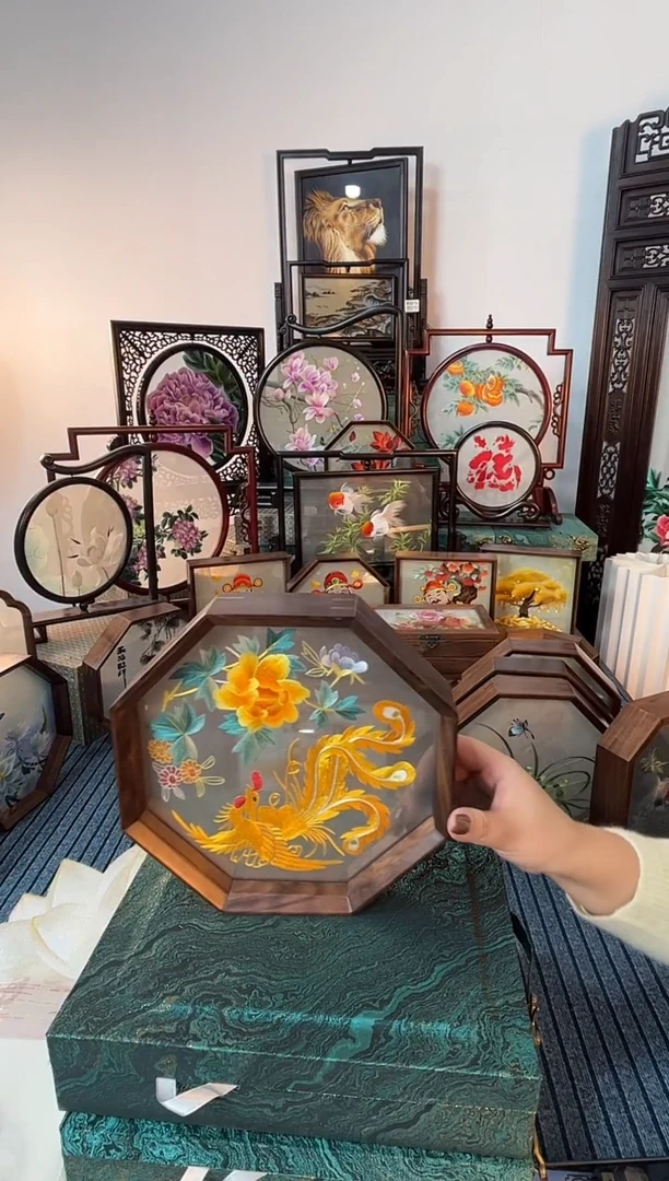 织绣纯手工苏绣双面绣摆台