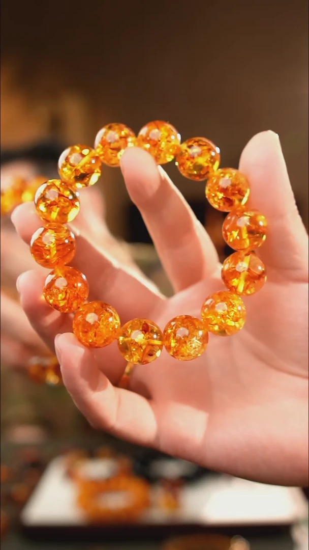 琥珀颈饰未镶嵌16+花珀手串