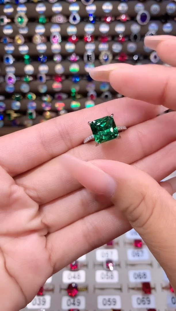 戒指透辉石银S925镶嵌10白