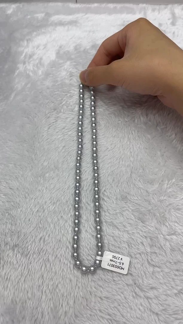 海水珍珠银S925镶嵌项链AK真多麻6.5-7mm