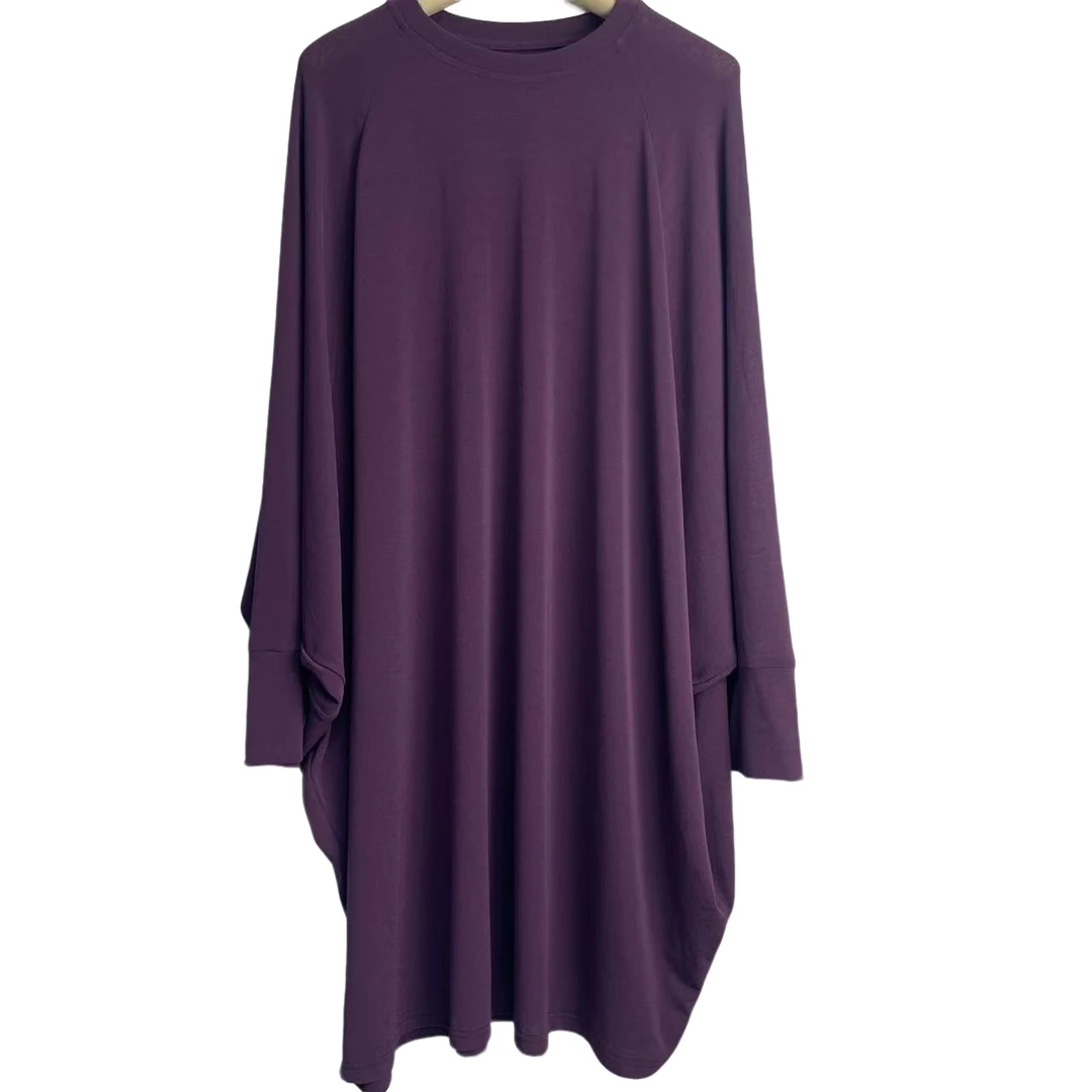 恬小霓（玲玲姐精选）2430/香芋紫/圆领/拼接/蝙蝠长袖/中长款/百搭