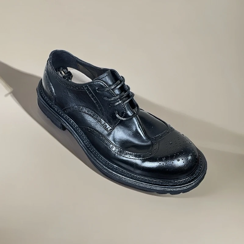 2-5透气布洛克厚底水洗马皮鞋皮鞋男士休闲鞋正装英伦风牛津鞋