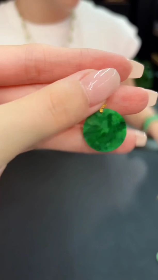 翡翠18K金镶嵌颈饰 缅料A货/支持复检/一件