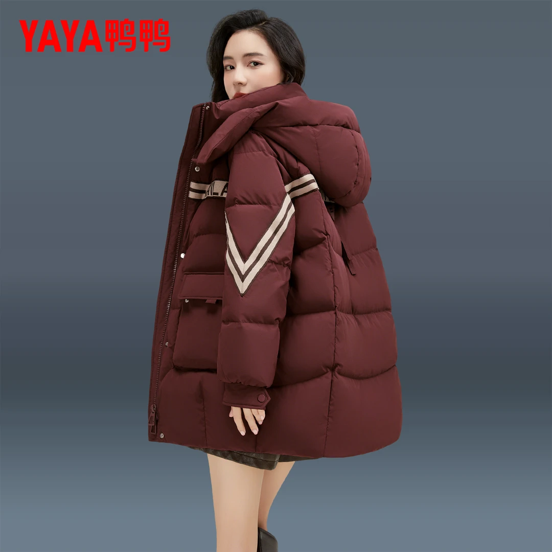 鸭鸭羽绒服女中长款设计感2025新款冬季时尚休闲甜酷千金洋气外套