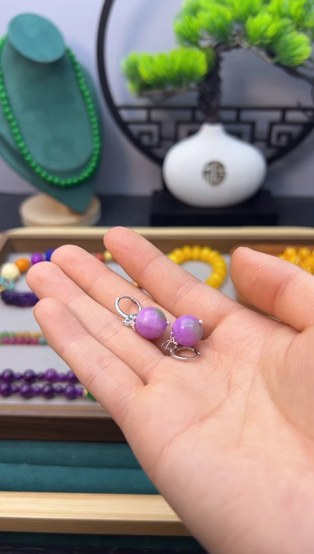 【闪购商品】翡翠耳饰银S925镶嵌E348