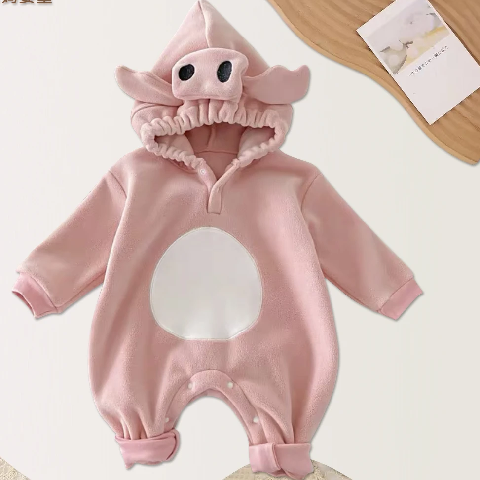 新春款卡通宝宝爬服粉色小猪黄色小鸭灰色大象连体