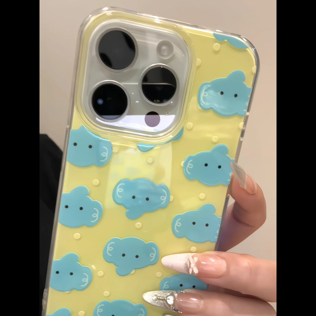 果冻壳IMD波点小象贴件适用于iPhone16promax苹果15p手机壳14p13