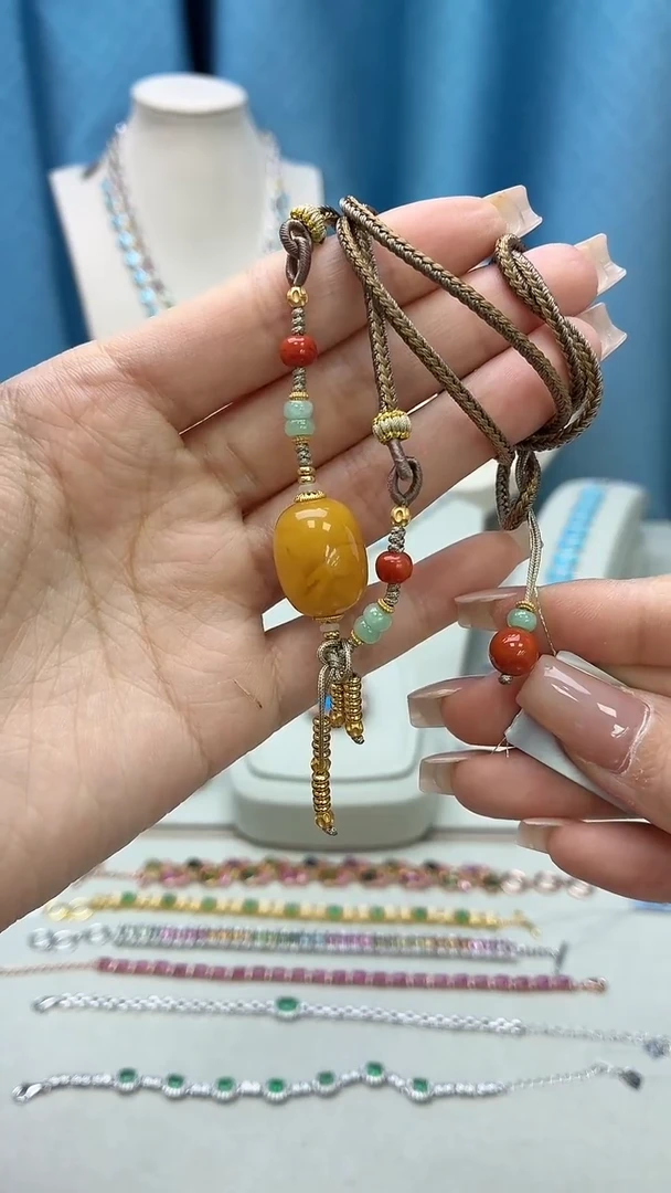 蜜蜡项链银S925镶嵌180JH0104产品一个（多样性）