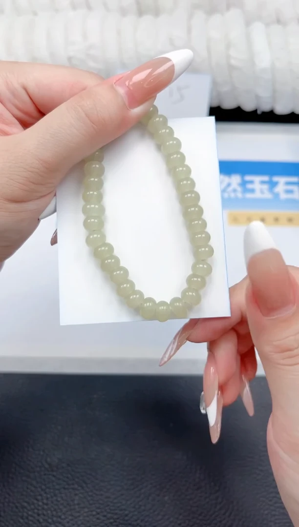 和田玉手镯未镶嵌茶晴手链