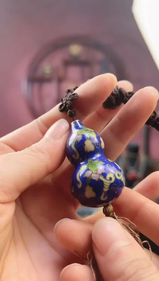 非遗 景泰蓝吊坠 立体葫芦 宝蓝