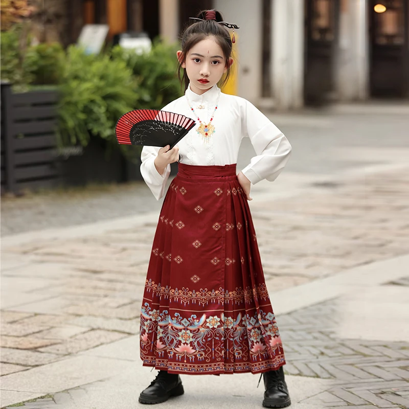 【直播专属】女童马面裙红色中国风汉服民族风汉元素唐装儿童