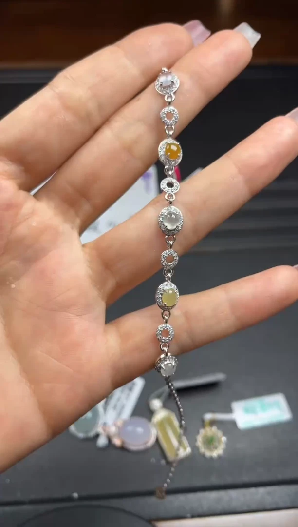 银S925镶嵌戒指翡翠天然翡翠A货