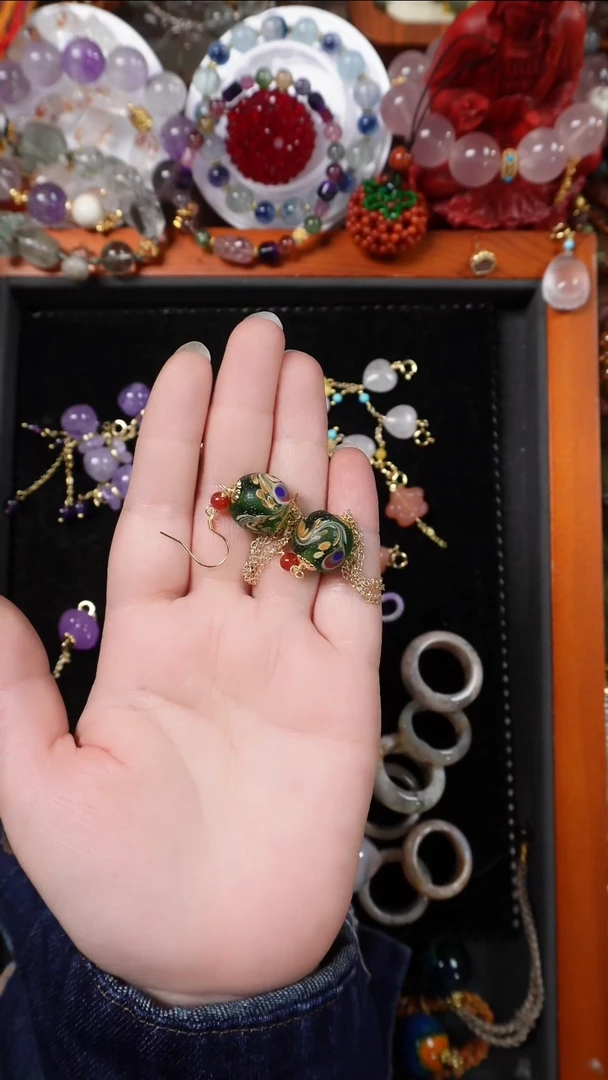 陶瓷925银琉璃耳环