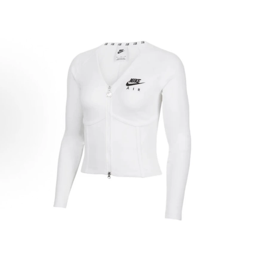 Nike  Logo刺绣双拉链鱼骨开襟短款夹克 女款 白色FD2377100