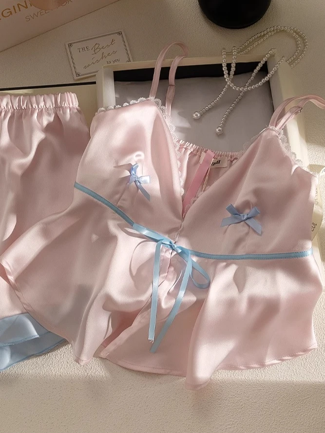 【DMXJ大梦想家】韩系甜美蝴蝶结睡衣女款夏季新款小清新家居服套装