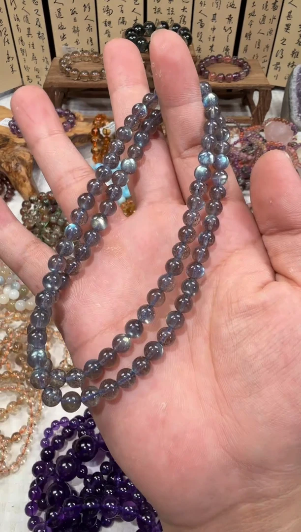 未镶嵌手串月光石SJ-571灰月光多圈