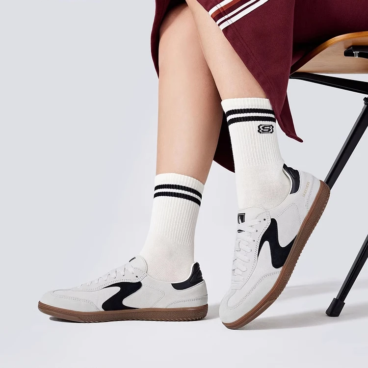 斯凯奇2025年春季新品休闲板鞋低帮休闲鞋德训鞋复古t头185233