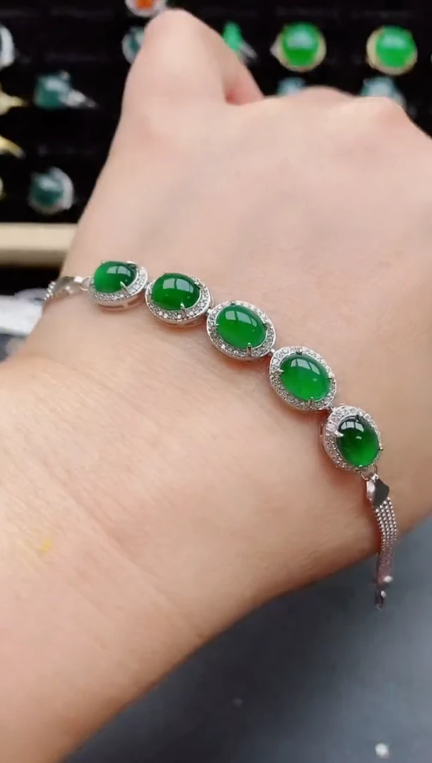 【闪购商品】翡翠手链银S925镶嵌21312