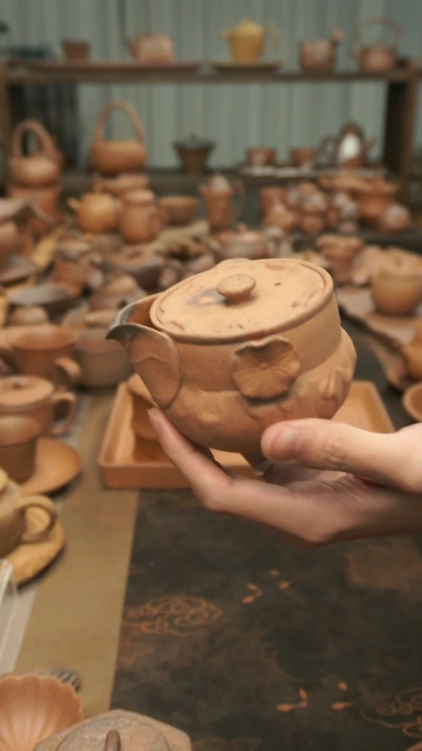 原矿老岩泥手工莲韵手抓壶 200cc