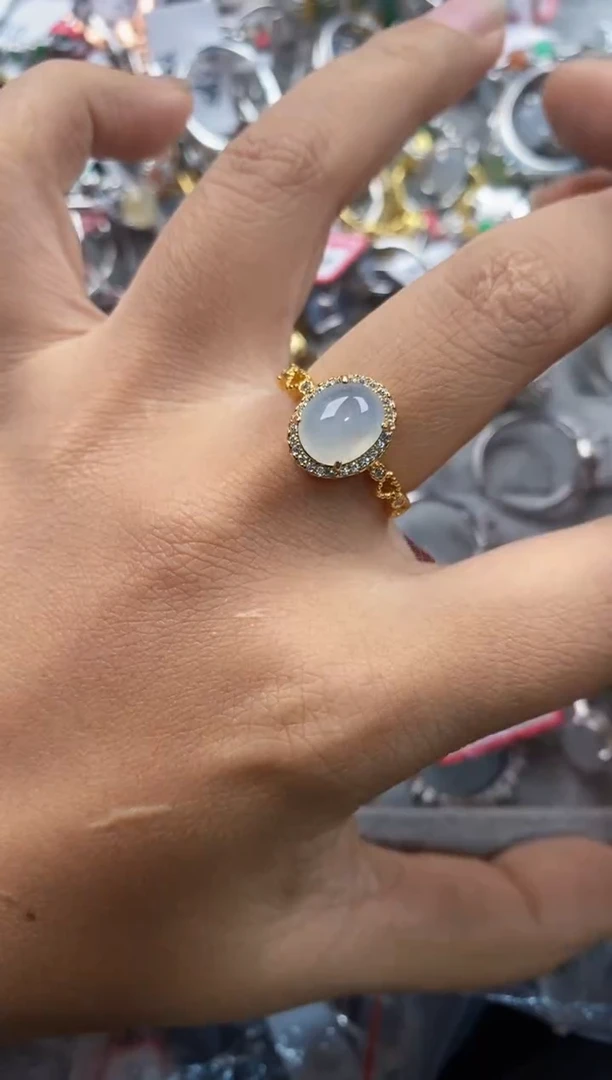 银S925镶嵌戒指翡翠7777----7