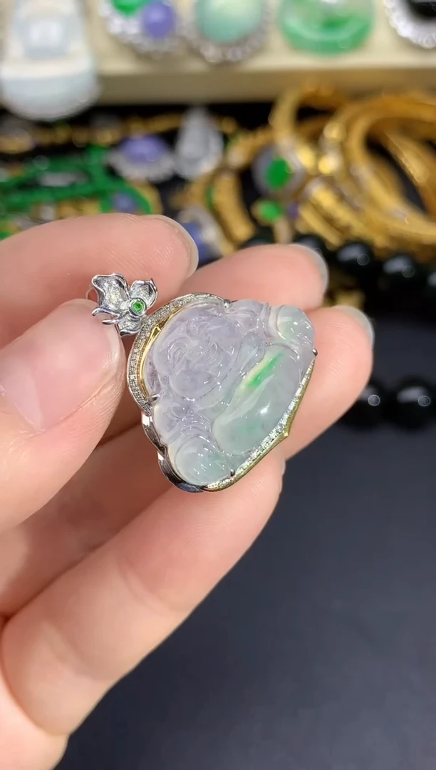 颈饰18K金镶嵌翡翠289-雪姐翡翠天天见