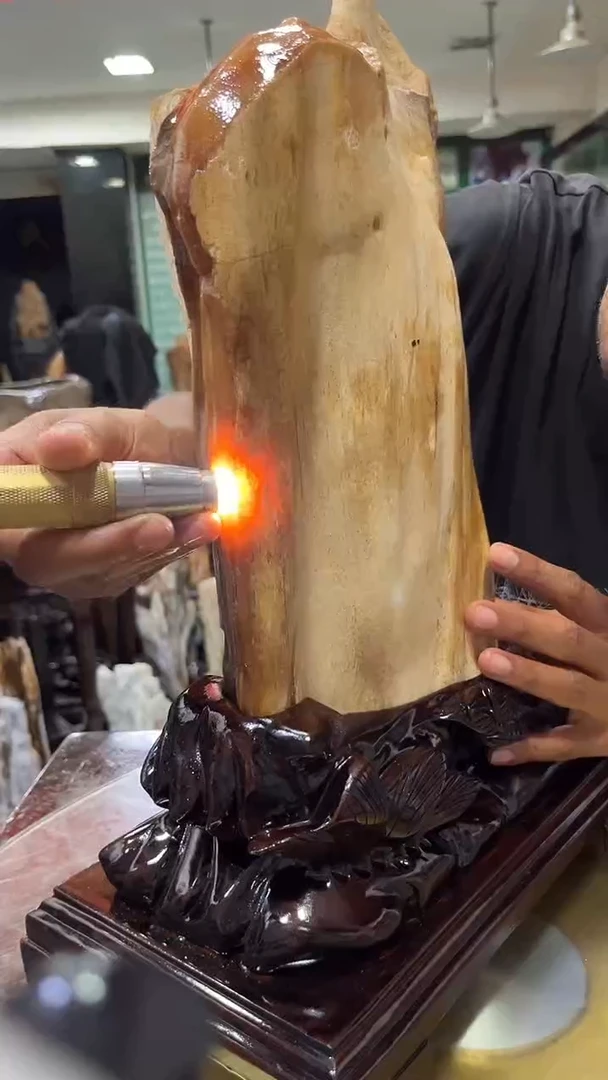 缅甸天然树化玉摆件