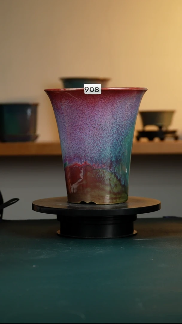 908纯手工窑变兰花盆21.5/19.5/19.5/17