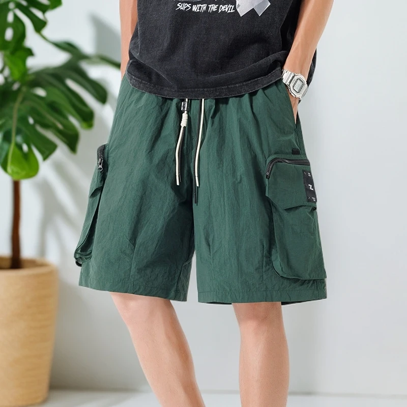 短裤男款夏季系绳男薄款休闲图案透气贴袋短裤中裤清凉感男士短裤