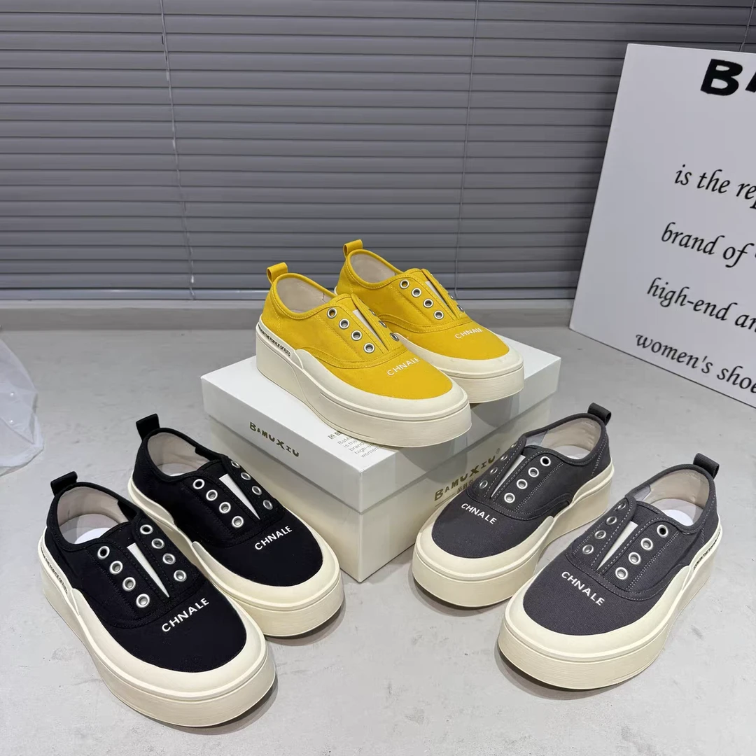 【十六号】芭慕秀彩色帆布鞋女2025春夏薄款百搭一脚蹬板鞋8818-6