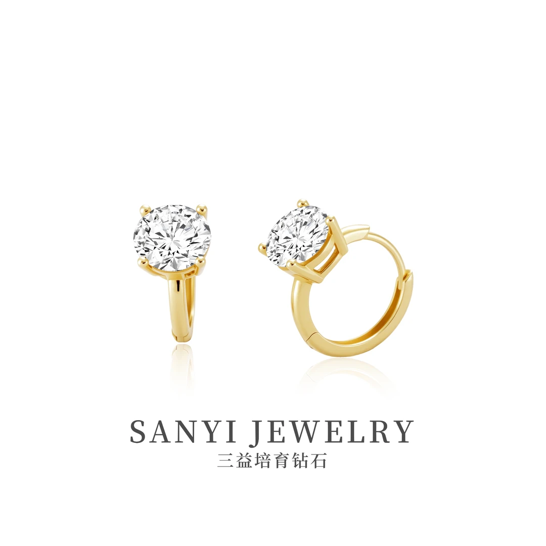 三益珠宝18k金  【四爪圆形耳圈】B全系列先鉴后发