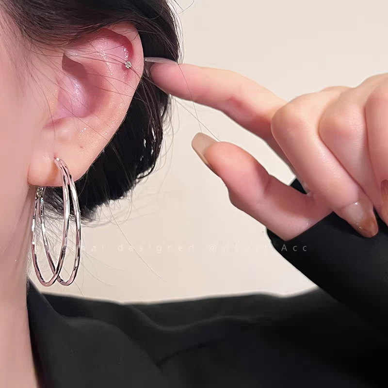 合金耳饰 合金【环语]夸张轻奢耳饰