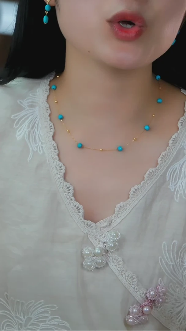 【闪购商品】绿松石项链银S925镶嵌发货一件