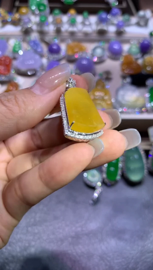 吊坠(不含链)银S925镶嵌翡翠翡翠A货