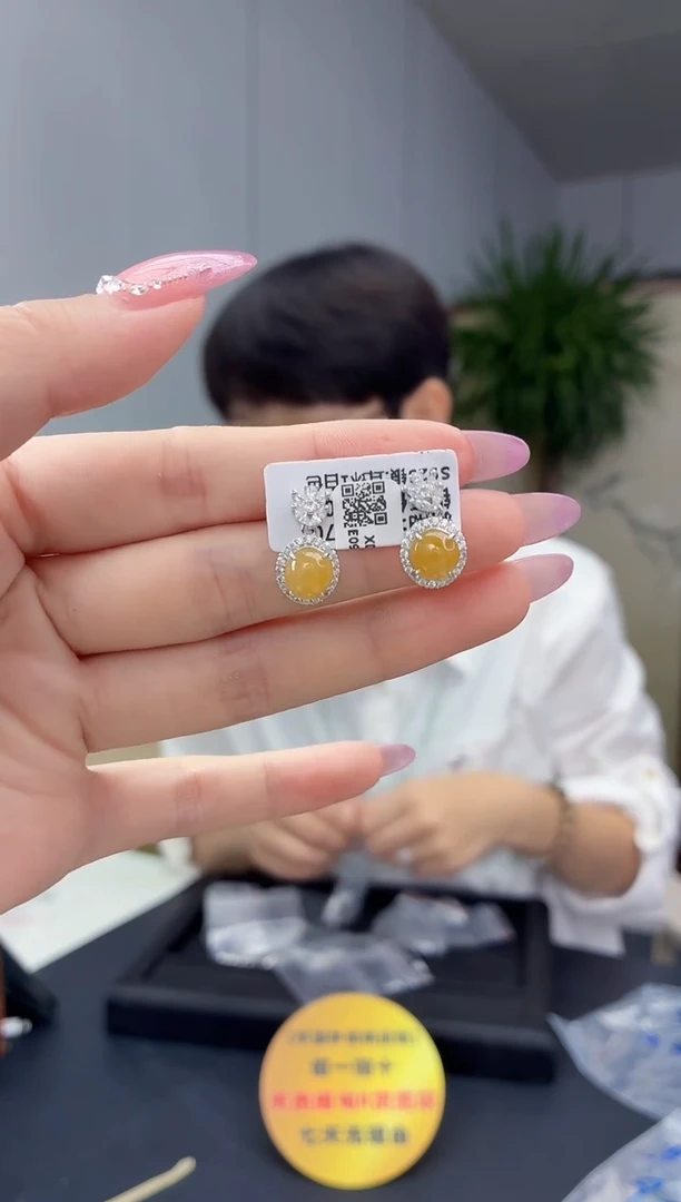 银S925镶嵌翡翠耳饰11111111111