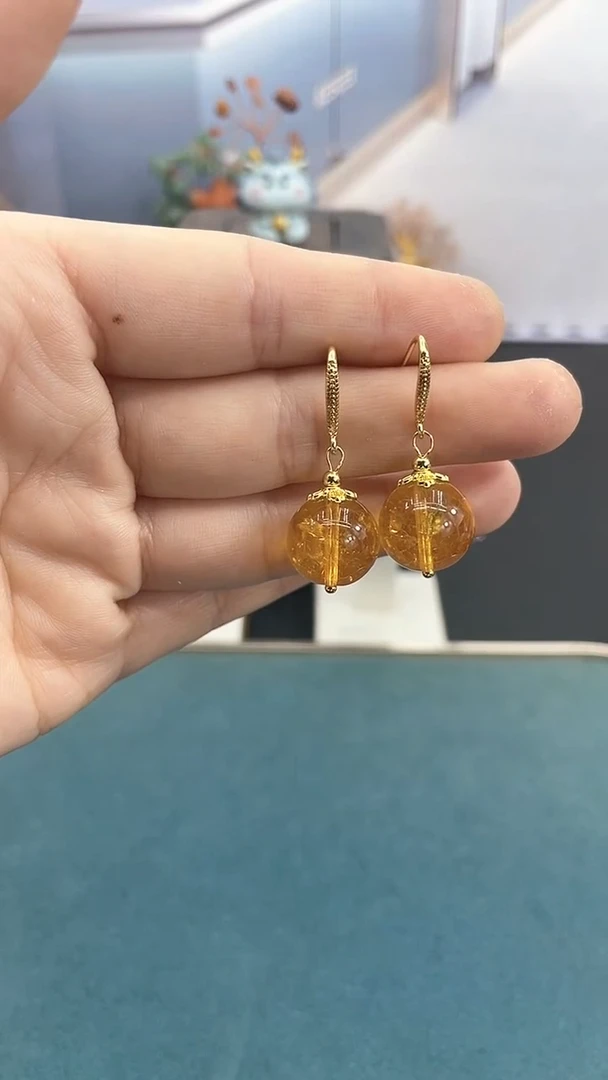 银S925镶嵌耳饰水晶14mm阿赛耳钩