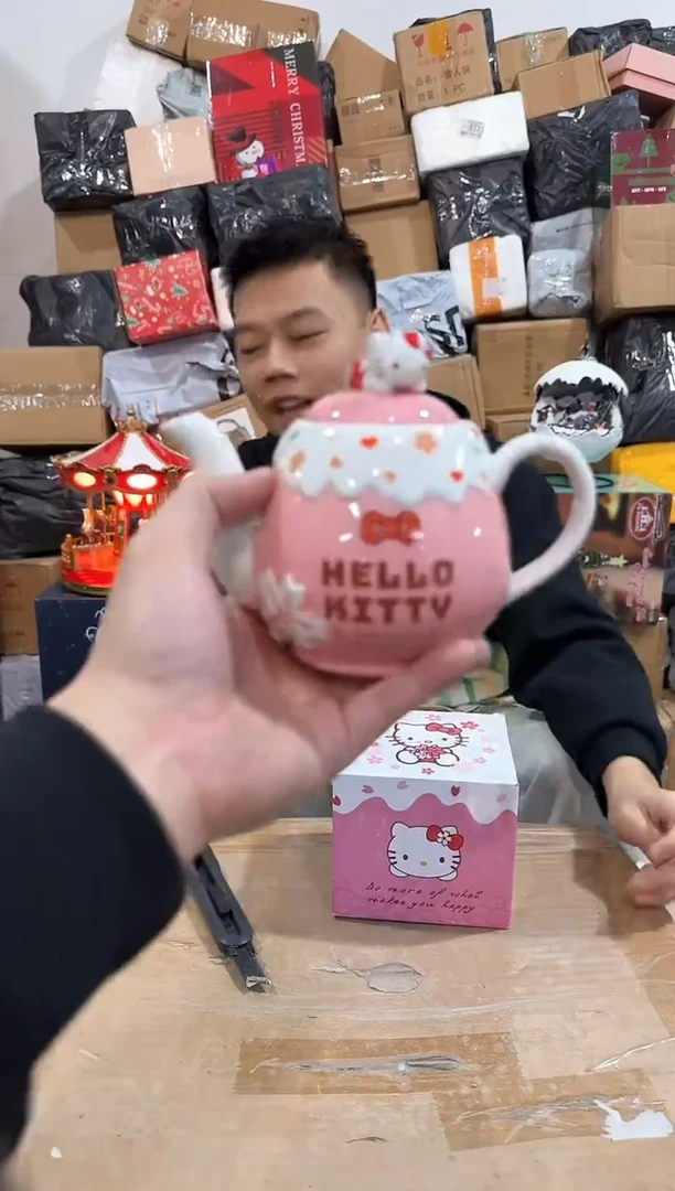 瓷片原盒kt猫樱花茶壶