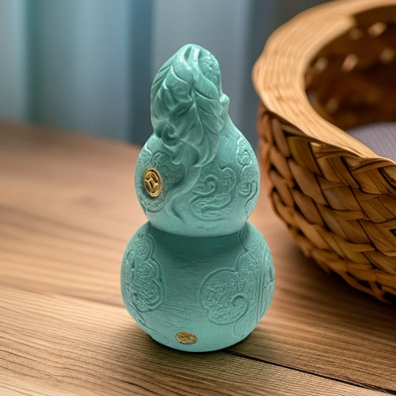 【帝丰】湖北十堰天然原矿绿松石高瓷精工葫芦吊坠挂件