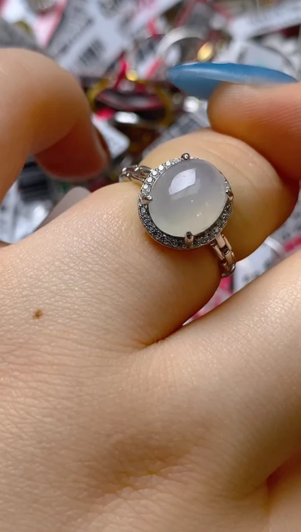 银S925镶嵌戒指翡翠百内无证书