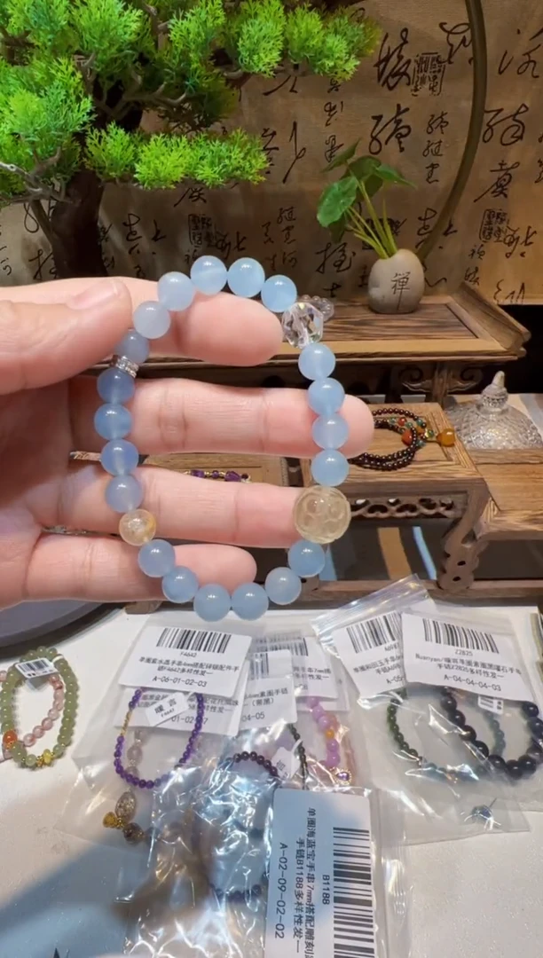 未镶嵌手串海蓝宝石手饰@@