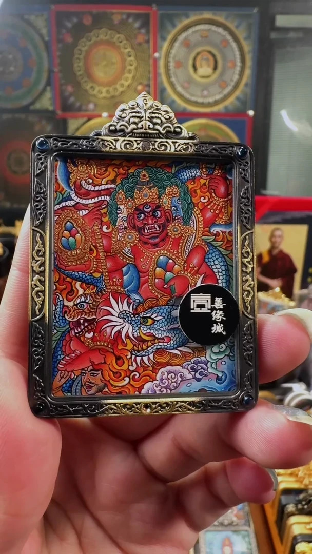 吊坠壹善缘城手绘唐卡红C