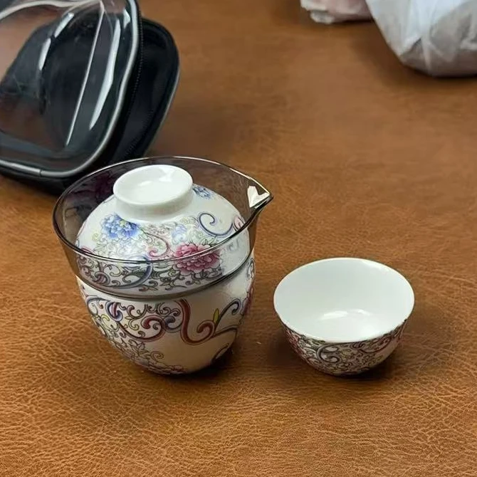 G3165珐琅彩掐丝旅行茶具