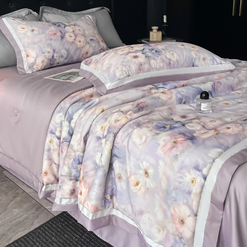 莱赛尔兰精冰丝印花夏被四件套391紫韵